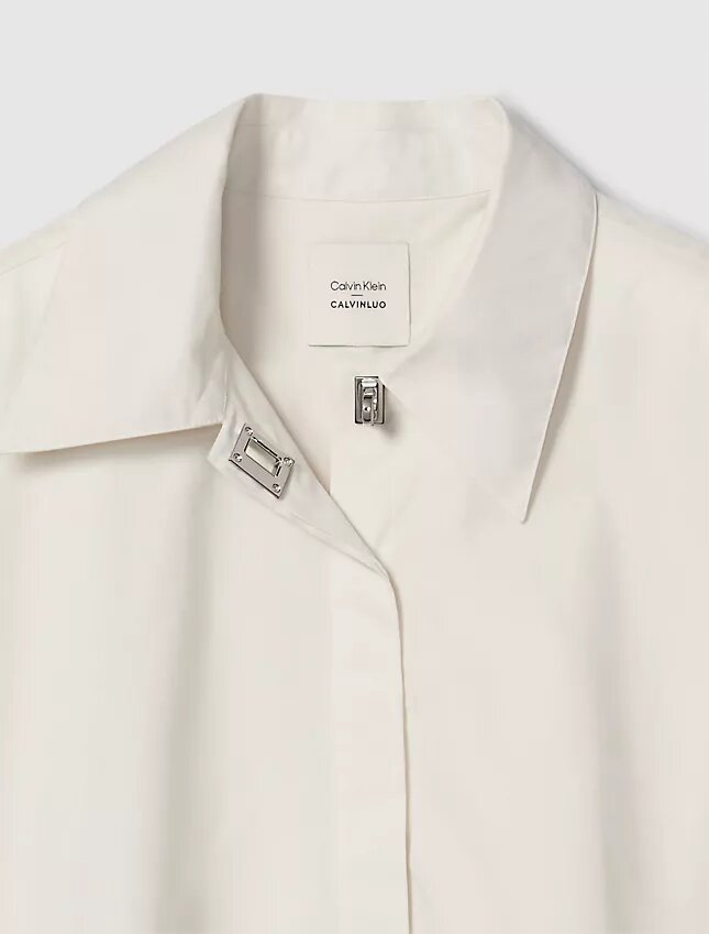 Poplin Woven Cropped Button-Down Shirt Poplin Woven Cropped Button-Down Shirt