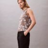 Printed Chiffon Sleeveless Shell Top Printed Chiffon Sleeveless Shell Top