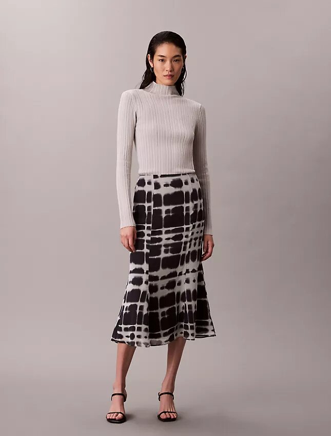 Printed Flared Midi Skirt Printed Flared Midi Skirt