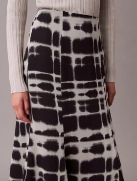 Printed Flared Midi Skirt