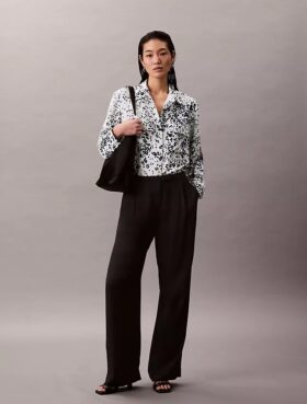 Printed Relaxed Utility Button-Down Shirt