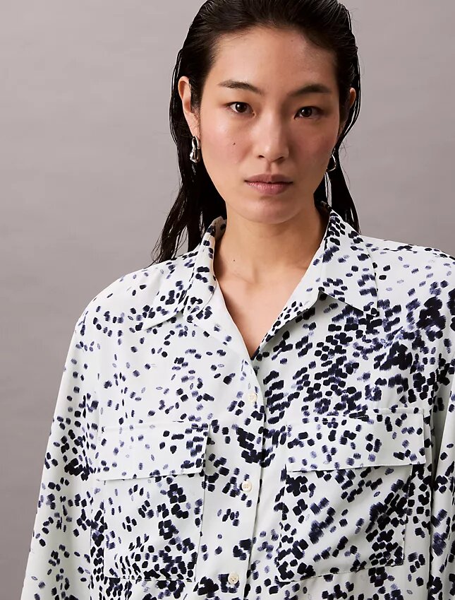 Printed Relaxed Utility Button-Down Shirt Printed Relaxed Utility Button-Down Shirt