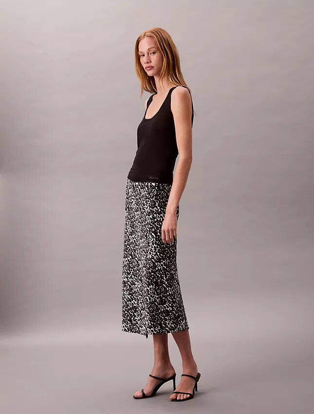 Printed Satin Midi Skirt Printed Satin Midi Skirt