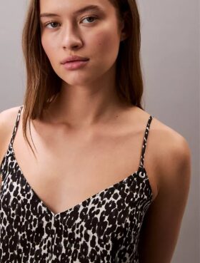 Printed Satin Mini Slip Dress