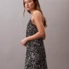Printed Satin Mini Slip Dress