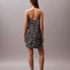 Printed Satin Mini Slip Dress