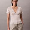 Printed Satin V-Neck Blouse Printed Satin V-Neck Blouse