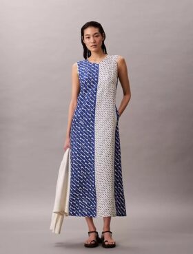 Printed Viscose Twill Midi Dress