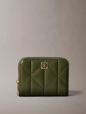 Quilted Emblem Logo Zip Flap Wallet