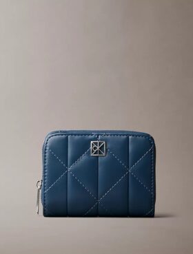 Quilted Emblem Logo Zip Flap Wallet