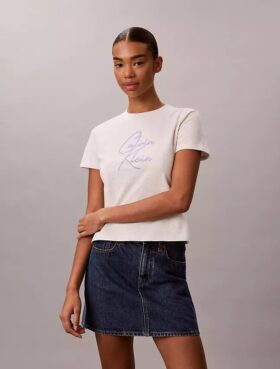 Raised Script Logo Graphic Slim T-Shirt