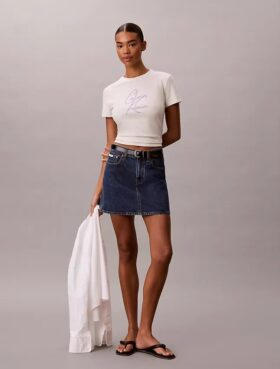 Raised Script Logo Graphic Slim T-Shirt