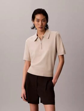 Relaxed Knit Polo Sweater