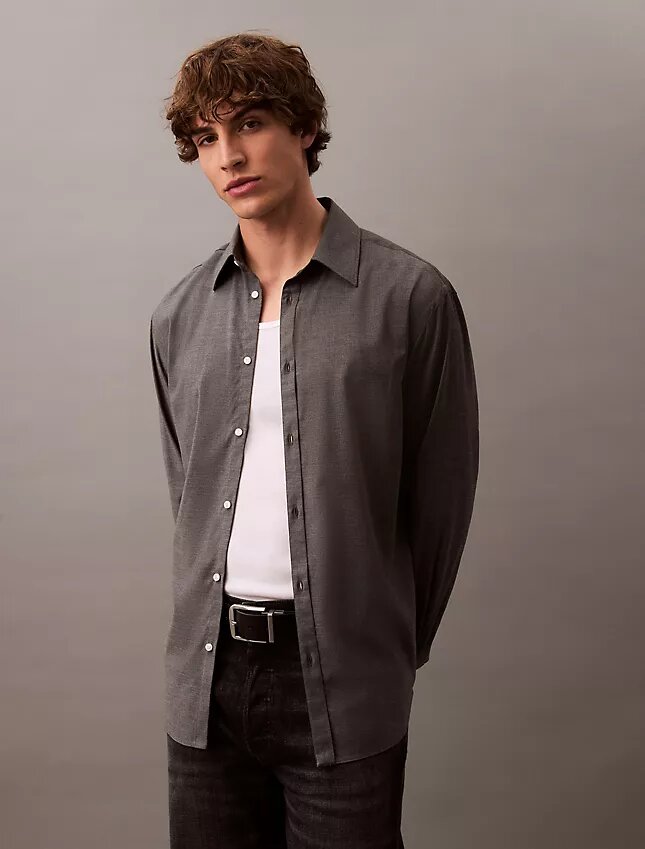 Relaxed Wool Blend Button-Down Shirt Relaxed Wool Blend Button-Down Shirt