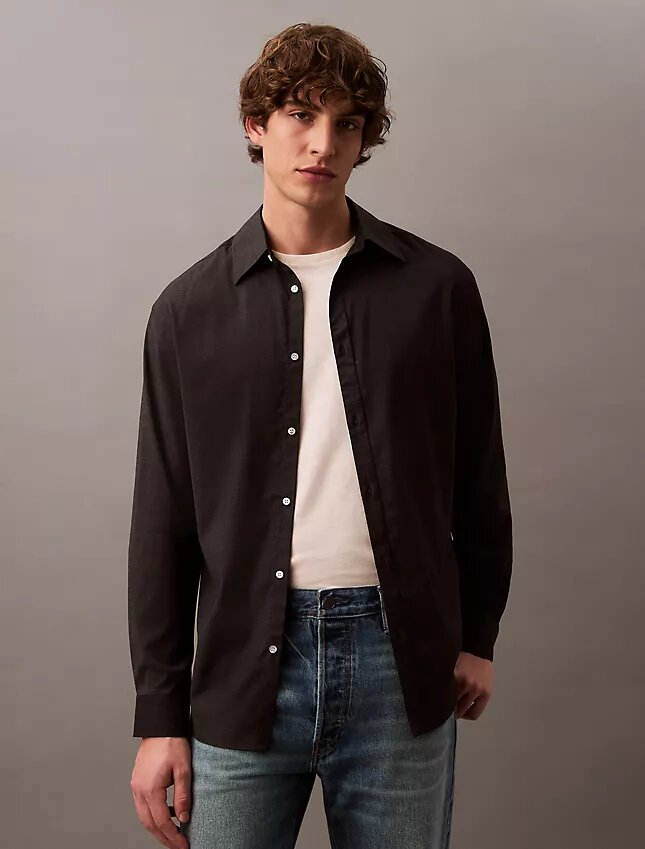 Relaxed Wool Blend Button-Down Shirt Relaxed Wool Blend Button-Down Shirt