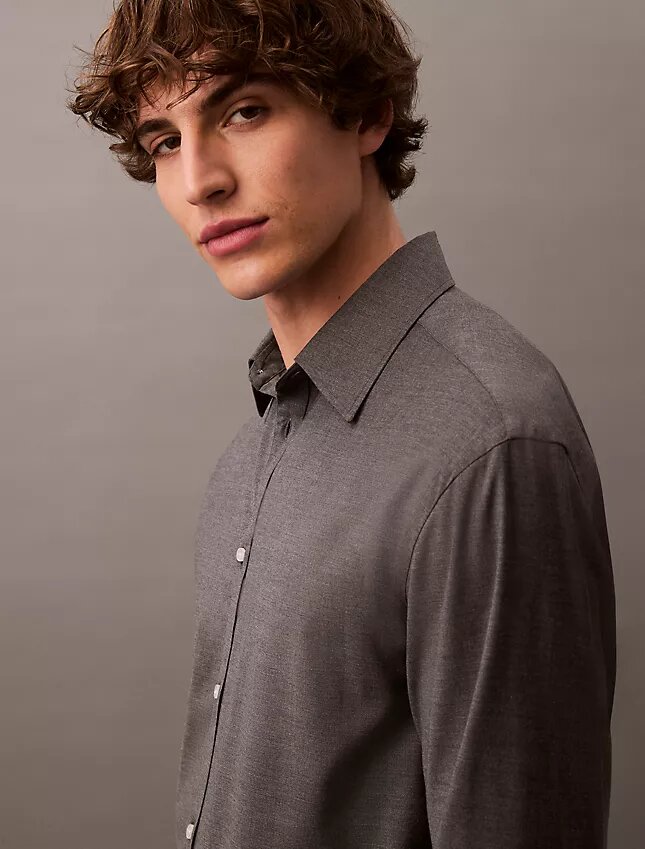 Relaxed Wool Blend Button-Down Shirt Relaxed Wool Blend Button-Down Shirt