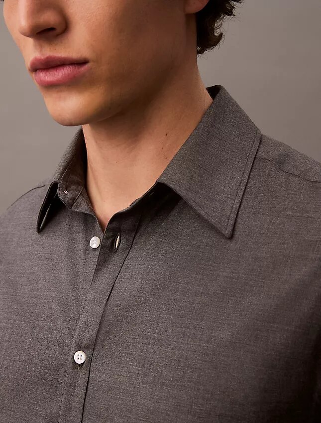 Relaxed Wool Blend Button-Down Shirt Relaxed Wool Blend Button-Down Shirt