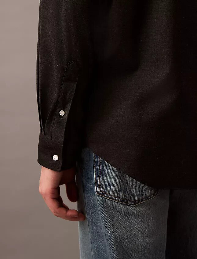 Relaxed Wool Blend Button-Down Shirt Relaxed Wool Blend Button-Down Shirt