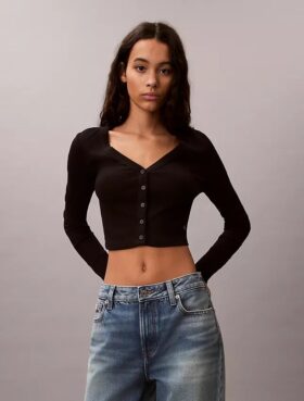 Rib Cropped Cardigan