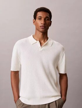 Ribbed Sweater Polo Shirt Ribbed Sweater Polo Shirt
