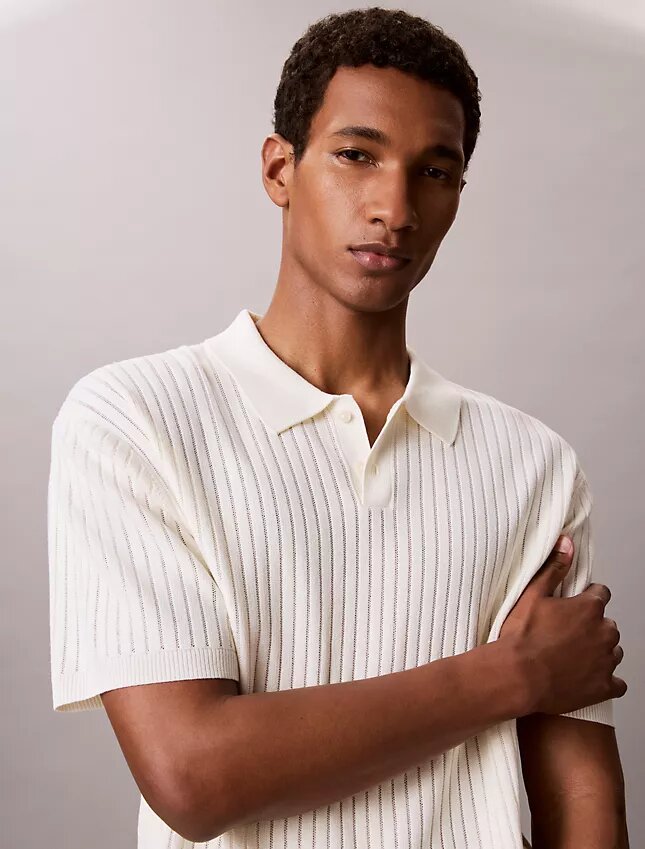 Ribbed Sweater Polo Shirt Ribbed Sweater Polo Shirt