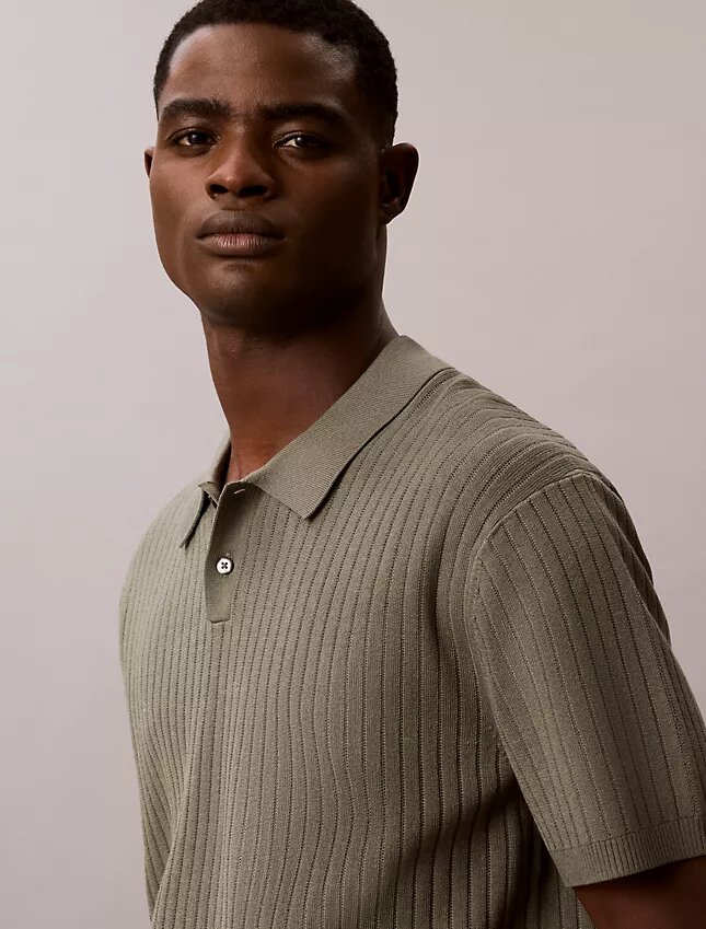 Ribbed Sweater Polo Shirt Ribbed Sweater Polo Shirt