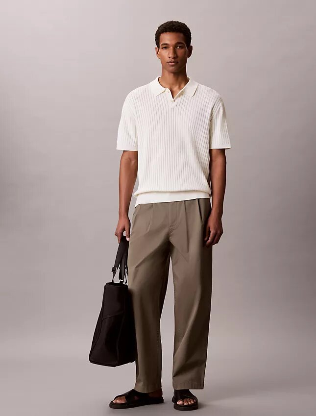 Ribbed Sweater Polo Shirt Ribbed Sweater Polo Shirt