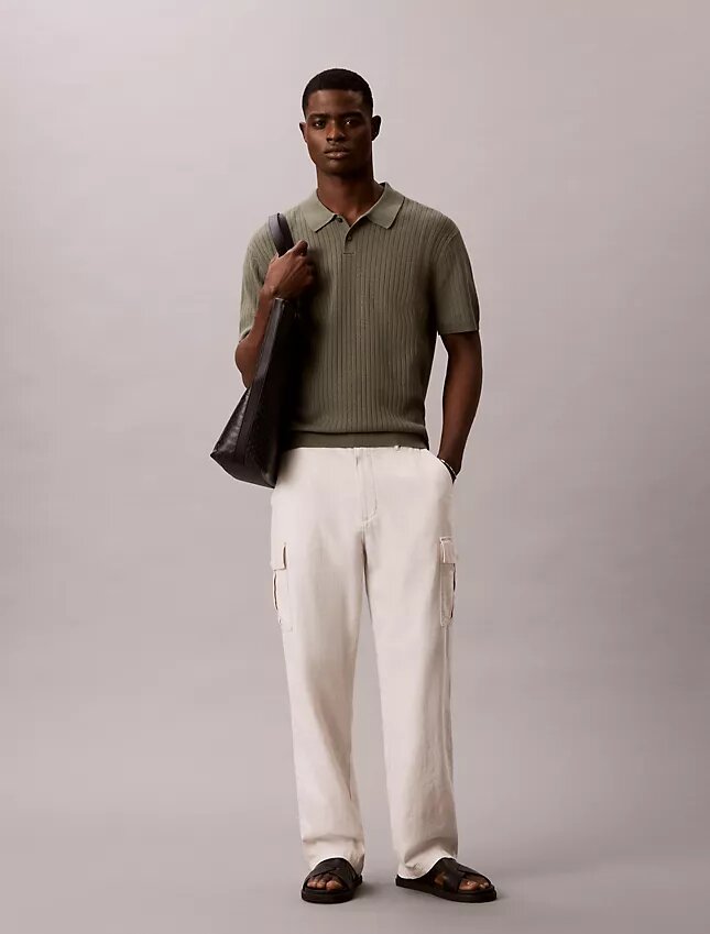 Ribbed Sweater Polo Shirt Ribbed Sweater Polo Shirt