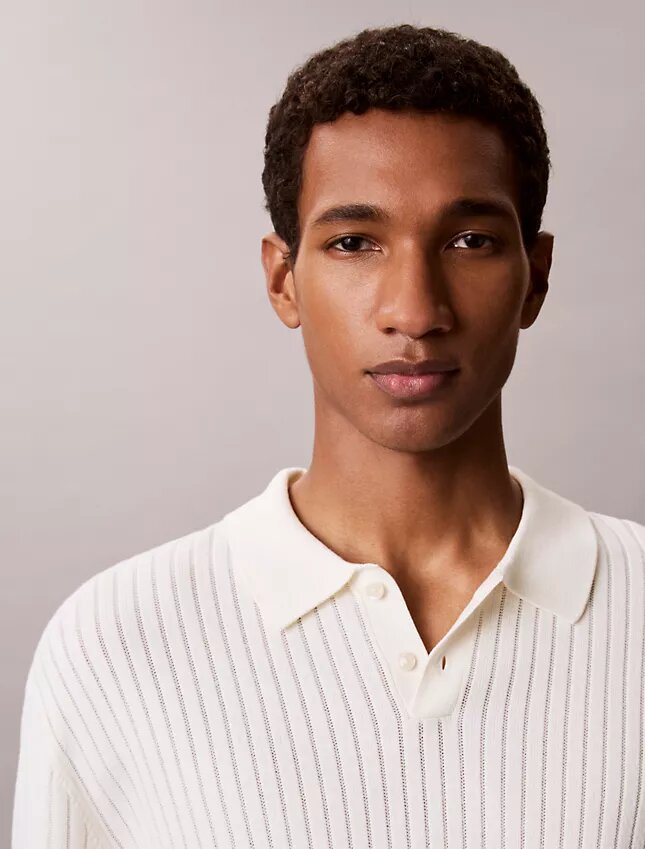 Ribbed Sweater Polo Shirt Ribbed Sweater Polo Shirt