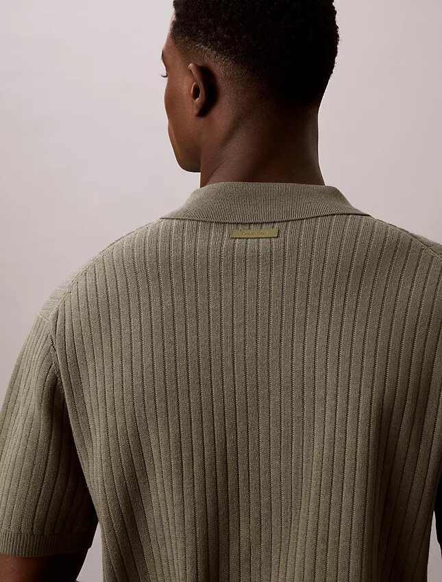 Ribbed Sweater Polo Shirt Ribbed Sweater Polo Shirt