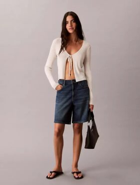 Roll Hem A-Line Denim Shorts Roll Hem A-Line Denim Shorts