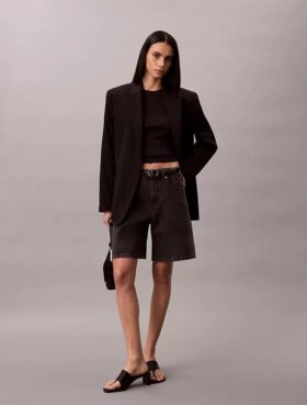 Roll Hem A-Line Denim Shorts