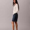 Roll Hem A-Line Denim Shorts Roll Hem A-Line Denim Shorts