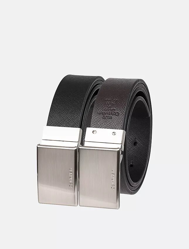 Saffiano Reversible Plaque Buckle Belt Saffiano Reversible Plaque Buckle Belt