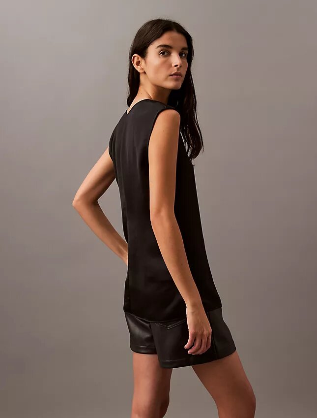 Satin Sleeveless V Neck Blouse Satin Sleeveless V Neck Blouse