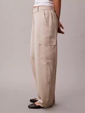 Satin Twill Relaxed Cargo Pants