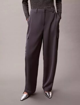Satin Twill Relaxed Cargo Pants