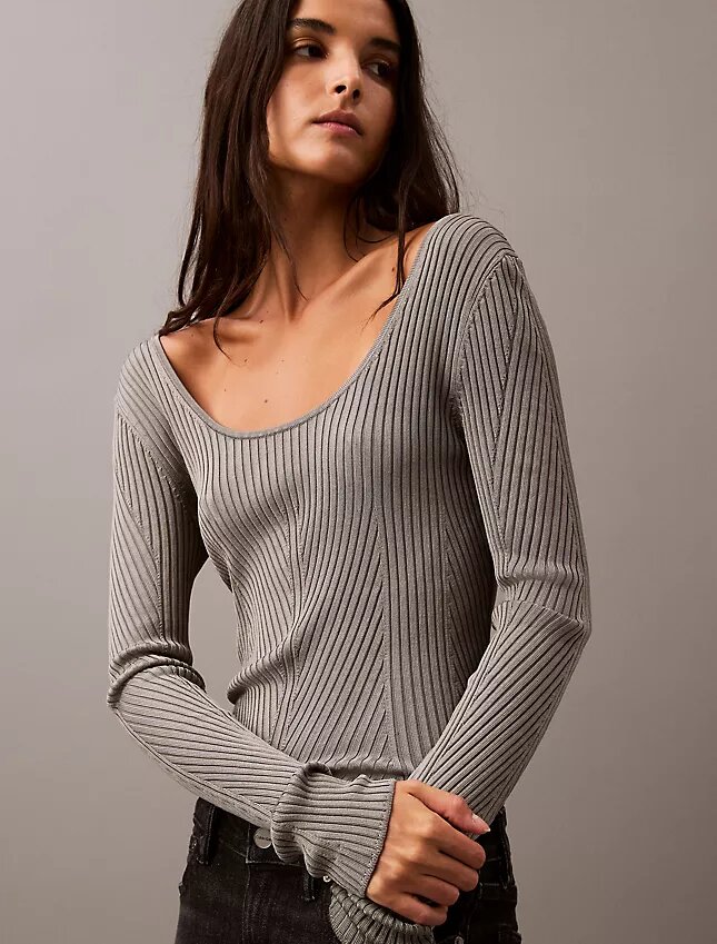Scoop Neck Rib Sweater Scoop Neck Rib Sweater