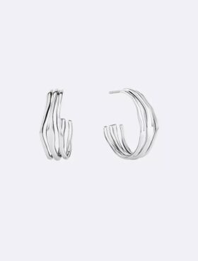 Sculptural Fluid Shape Hoop Earrings Sculptural Fluid Shape Hoop Earrings
