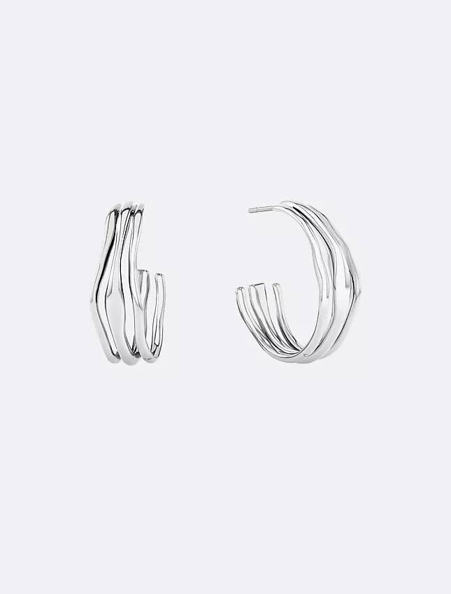 Sculptural Fluid Shape Hoop Earrings Sculptural Fluid Shape Hoop Earrings