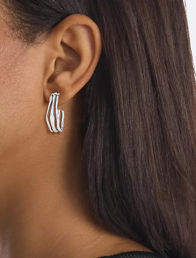 Sculptural Fluid Shape Hoop Earrings Sculptural Fluid Shape Hoop Earrings
