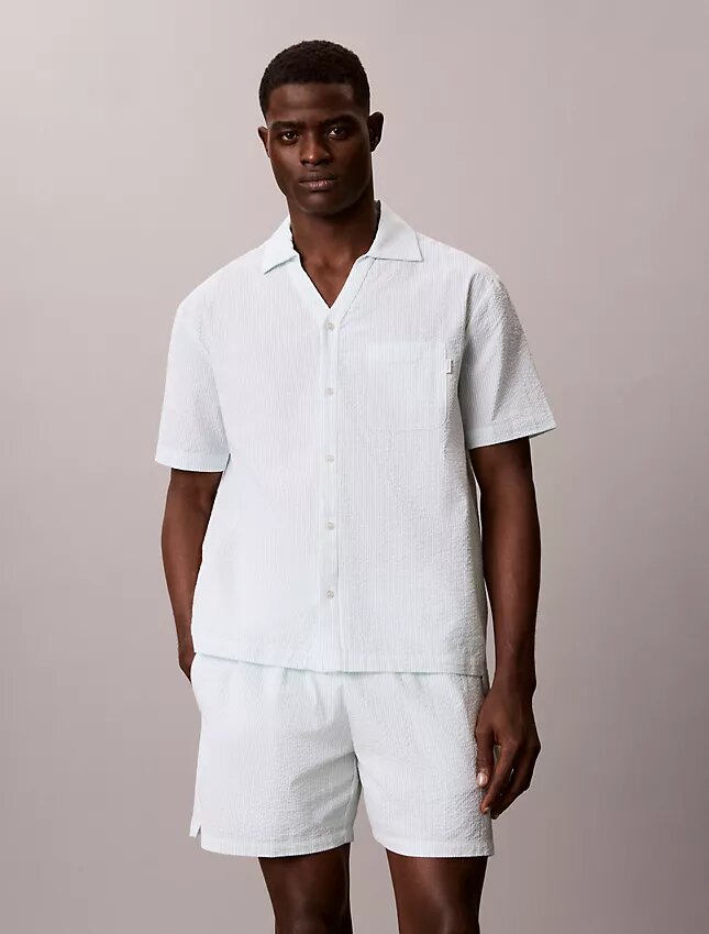 Seersucker Relaxed Sleep Button-Down Shirt Seersucker Relaxed Sleep Button-Down Shirt