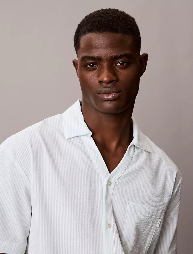 Seersucker Relaxed Sleep Button-Down Shirt Seersucker Relaxed Sleep Button-Down Shirt