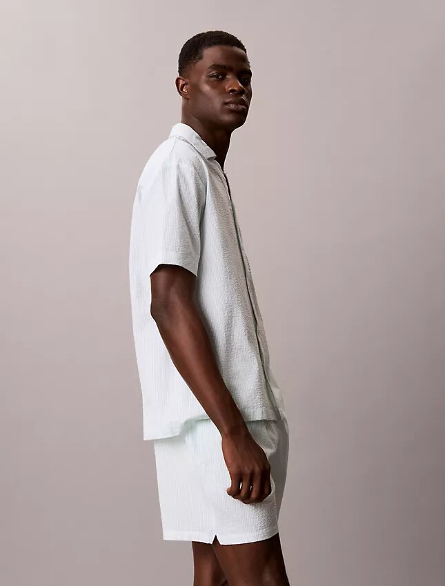 Seersucker Relaxed Sleep Button-Down Shirt Seersucker Relaxed Sleep Button-Down Shirt