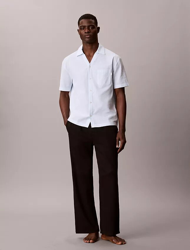 Seersucker Relaxed Sleep Button-Down Shirt Seersucker Relaxed Sleep Button-Down Shirt
