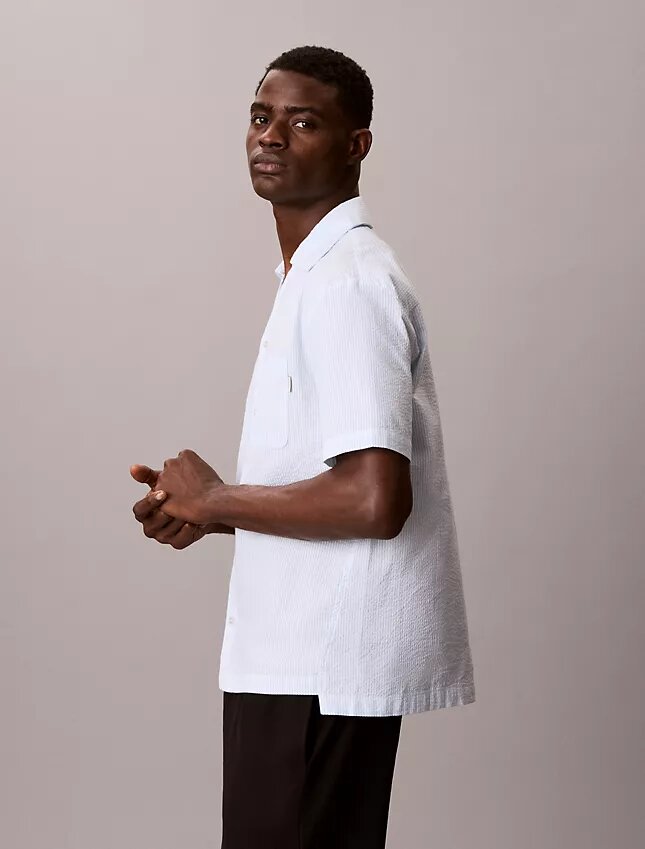 Seersucker Relaxed Sleep Button-Down Shirt Seersucker Relaxed Sleep Button-Down Shirt