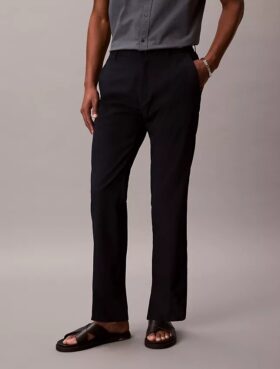 Seersucker Straight Pants