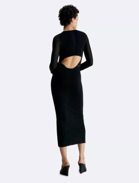 Sheer Cut out Back Maxi Dress