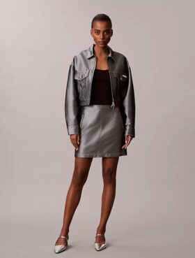 Shine Denim A-Line Skirt