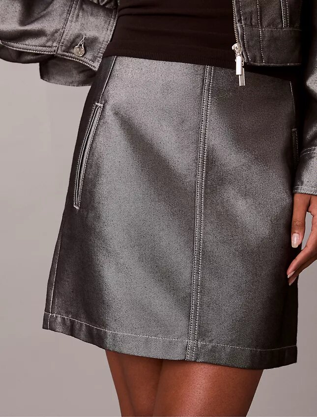 Shine Denim A-Line Skirt Shine Denim A-Line Skirt